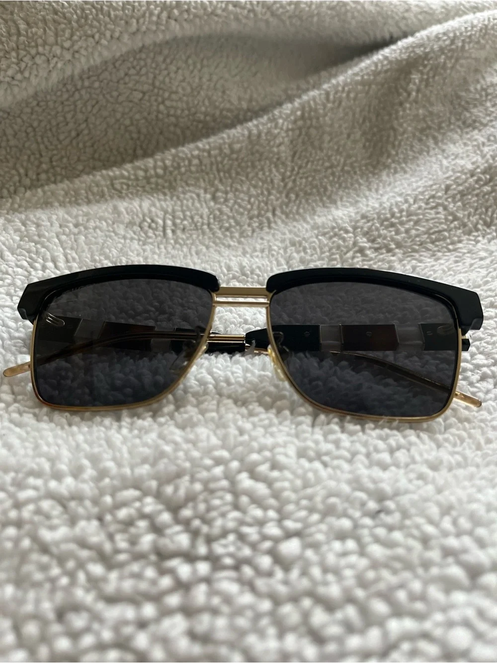 Gucci Black & Gold Square Sunglasses with Dark Smoke Lenses